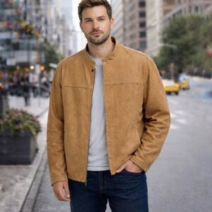 Wilsons Pelle Studio Mens Tan Destressed Leather Jacket Coat M